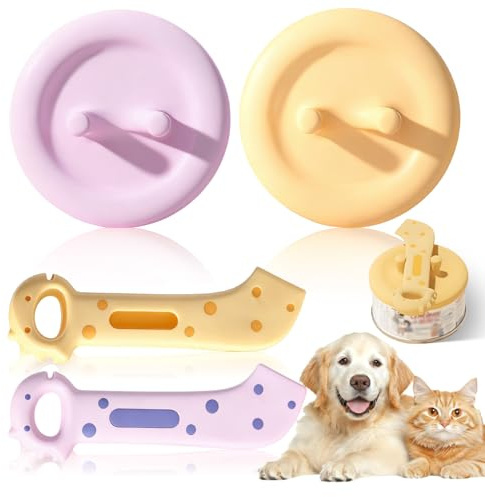 Msauifncp 2 Stück Dosendeckel Katzenfutter mit 2 Rutschfester Dosenöffner | Drei Innenring-Designs, Leckdichter Verschließender, Multifunktionaler, Deckel für Katzenfutter Dosen und Hundefutterdosen
