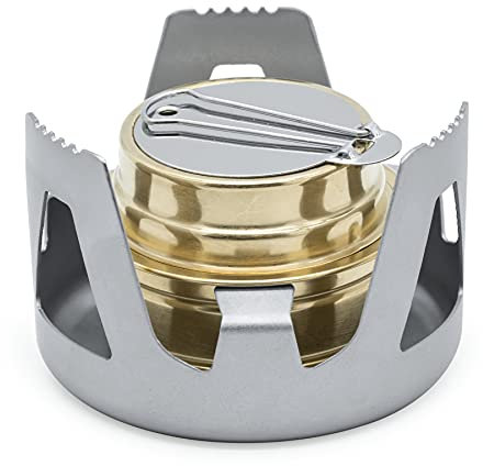 Famgee Mini réchaud à alcool portable d'extérieur pour randonnée, camping, survie (gris)