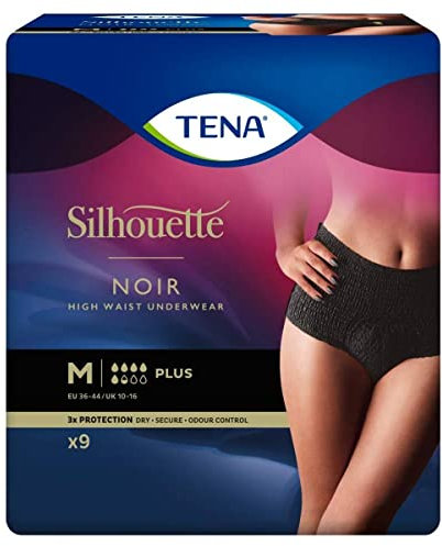 Tena Silhouette Inkontinenz-Unterwäsche High Waist Plus Schwarz Medium Pack 9er-Pack (9 Stück)