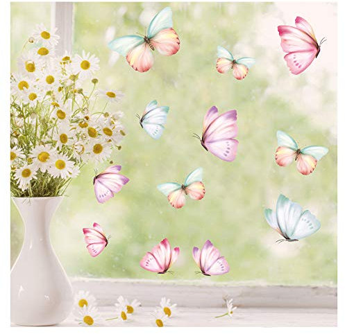 Wandtattoo Loft Fensterbilder Frühling mit Schmetterling Oster Motiv – A2 Bogen, Wiederverwendbar – Frühlingsdeko Fenster, Frühlingsbild Fenster, Fensterdeko Frühling, Fensterfolie Frühling