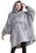 HORIMOTE HOME Oversized Teddy Fleece Hoodie Blanket for Women Cuddly Sherpa Wearable Snuggle Blanket Hoody for Adults Kids Men Teenager, Super Warm and Soft,Dark Navy