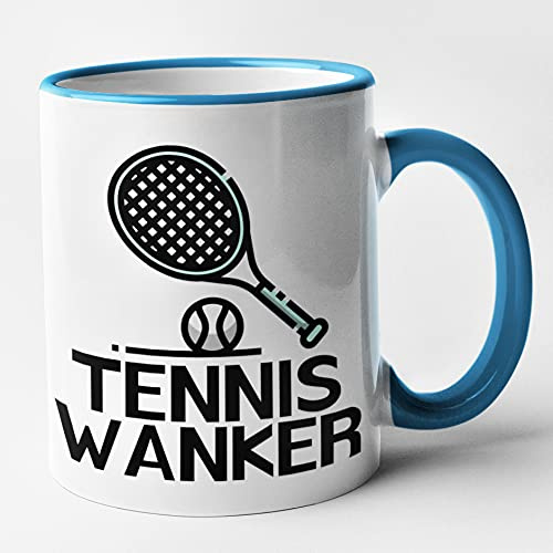 Rude Funny Tennis Mug - Tennis Wanker (Blue)