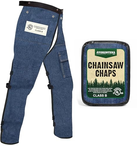 FORESTER Chainsaw Chaps For Men - Adjustable Belt - Chain Saw Chaps For Men, Apron Style, Denim, 35in Overall Length