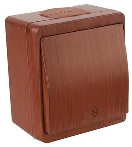 Aufputz Wechselschalter Holz Optik/Holzfarben · Kirsche Imitat · IP44 / für Feuchtraum geeignet · Mutlusan · AP Serie NEMLIYER