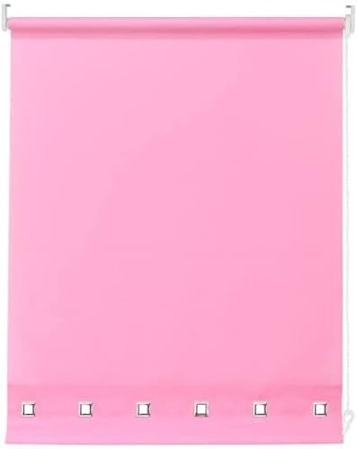 100% Polyester Square Eyelet Trimmable Daylight Roller Blinds (90cm Wide x 165cm Drop, Pink)