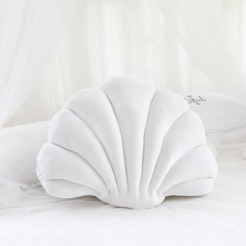 Tielag Dekoratives Muschelkissen, Samtkissen, Sofakissen, Muschelförmiges Kissen für Zuhause, Bett, Sofa, Büro, Kissen, Dekoration, A, 34×25cm