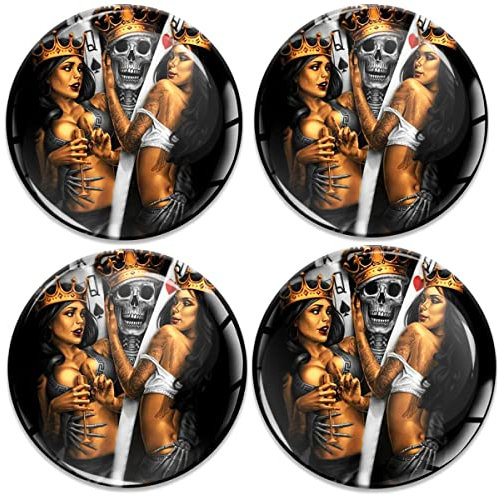 SkinoEu Aufkleber Autoaufkleber für Radkappen Nabenkappen Nabendeckel Radnabendeckel Rad-Aufkleber 68mm Totenkopf Schädel Poker A 6868
