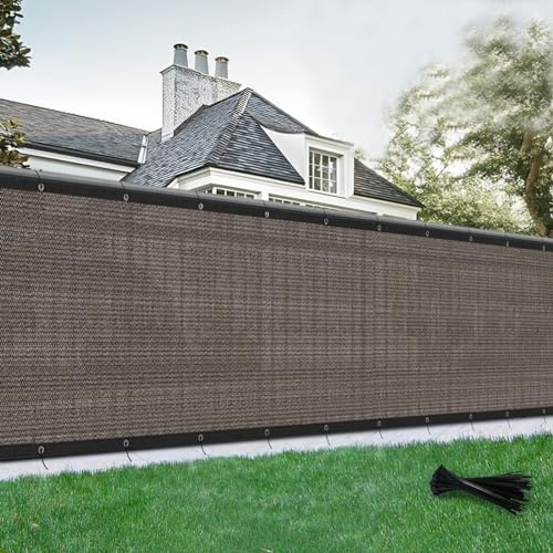 SUNLAX Privacy Fence Screen 3/4/5/6/8FT Heavy Duty Mesh Fence Net Cover with Grommets for Patio Porch Pool Backyard Outdoor, 6x50FT Brown