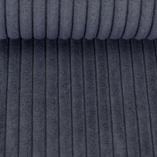 Polsterstoff Möbelstoff Cord-Samt Taschenstoff WANJA | grob gerippt | Abriebfestigkeit >90.000 Zyklen | 17 Farben (dunkelgrau)