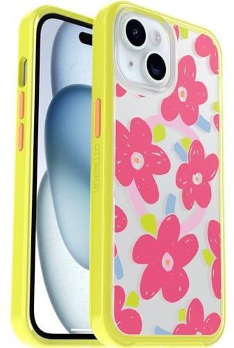 Funda para Apple iPhone 15/iPhone 14/iPhone 13OtterBox Symmetry Clear MagSafe, Resistente a Golpes y caídas, Funda Protectora Fina, Testada 3X con los estándares Militares anticaídas, Whimsy Bloom