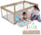 Dripex Laufgitter für Babys, Laufstall aus Leinenstoff, mit atmungsaktivem Netz, Spielgitter für Babys, 5 Laufgitterringe, 120 x 180 cm, Braun