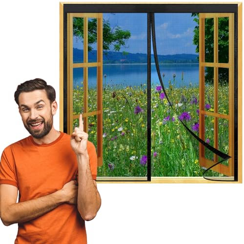 TYHJSH Moustiquaire Fenêtre Magnétique,Moustiquaire Magnétique, Rideau Anti Mouche, Moustiquaire porte Fenetre, Automatiquementfermé, Installation Magnétique De Rideau Adhésif Sans Perçage