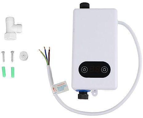 Mini Calentador de Agua Eléctrico sin Tanque, 3400 W, Diseño de Acero Inoxidable, Material ABS, Calentamiento Instantáneo las 24 Horas para Cocina, Baño, Baño Público