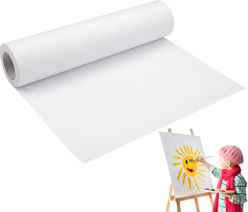 Rouleau de Papier à Dessin 22,5 Cm X 10 Mètres - Blanc - Pour Croquis, Emballages Cadeaux, Peintures - Chevalet D'art
