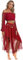 Yruioon Damen Bauchtanz Kostüm Set Langarm Crop Tops mit Chiffon Rock Bauchtanz Kleid Bauchtänzerin Indische Tanzkleidung Rot Einheitsgröße