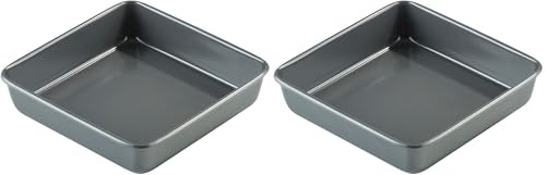 Prochef Square Cake Tin Premium Quality with Teflon's Silicone Coating, Black, 24cm (Pack of 2)