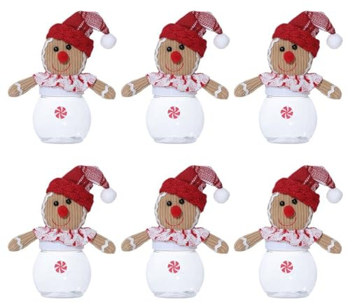 Lot de 6 boîtes à bonbons de Noël en forme d'homme en forme de pain d'épices pour les vacances