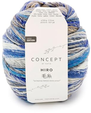 Katia Concept Hiro, Wolle mit Seide zum stricken oder häkeln, Farbverlaufswolle, 150g (204)