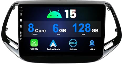MISONDA 6G+128G Android 15 Autoradio 2 Din 10 pollici IPS Per Jeep Compass 2017-2021 Radio con supporto GPS Navi |Bluetooth| DAB+ |DSP |Android Auto |WLAN |4G|MirrorLink|RDS|USB