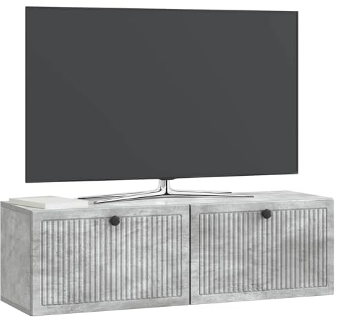 vidaXL Wandmontierter TV-Schrank Betongrau 98 x 31 x 30 cm, Moderner Wohnraum, rechteckiger TV-Schrank, viel Stauraum, Wandmontage, kompakter Organizer fürs Zuhause