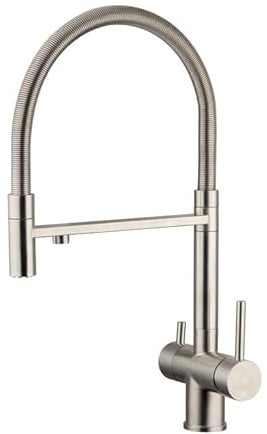 GME Grifo Cocina Ósmosis Extraíble Acero Inoxidable – Monomando 3 Vías, Caño Alto Flexible (Acero inoxidable)