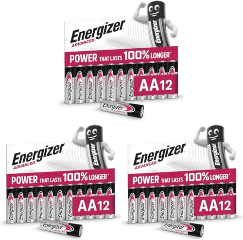 Energizer Advanced - Pile AA (Confezione da 36) - Batterie Alcaline 1,5 V - Potenza Che Dura 100% Di Extra Durata - Made in EU - 0% imballaggio privo di plastica [Esclusiva Amazon]