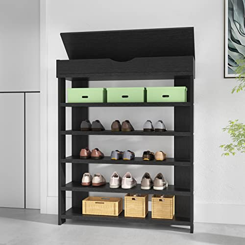 Soges Étagère de Rangement pour Chaussures en Bois - Meuble avec Compartiment de Stockage