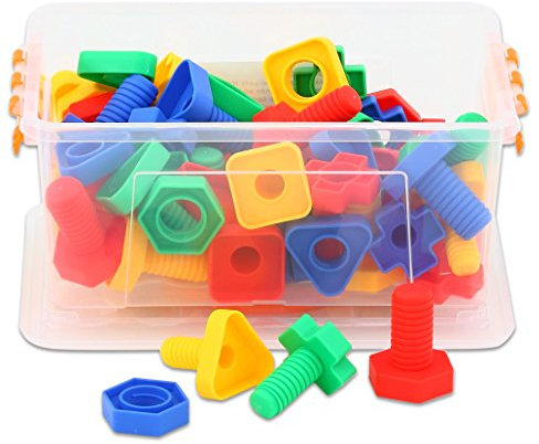 Betzold - Buntes Schrauben-Spiel 64-TLG. Steckspiel Kinder-Spielzeug Werkzeug