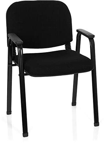 hjh OFFICE 704340 Silla de Visita XT 650 Tela Negro Silla de Conferencia tapizada con reposabrazos, apilable