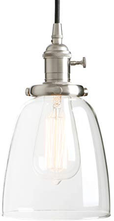 Phansthy Pendelleuchte Deckenlampe Vintage Industrie Hängeleuchte Hängelampe Lampe Kronleuchter aus Glas E27 Lampenfassung Deckenleuchte für Küche Keller Wohnzimmer (Gebürsteter Edelstahl Farbe)
