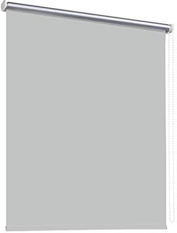 Thermorollo Verdunkelungsrollo Hitzeschutz Seitenzugrollo Fenster Rollo 11 Farben Breite 60 bis 240 cm Stoff lichtundurchlässig Thermo Beschichtung Weiß Silber (210 x 175 cm - Kette rechts / Grau)