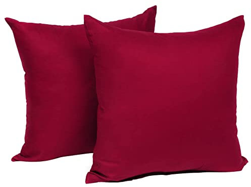 Laneetal 2 Set Kissenbezug 35x35cm Bordeaux - 100% Baumwolle Kissenhülle mit Reißverschluss, Weicher Kissenbezüge Doppelpack Sofakissenbezug