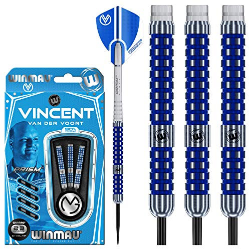 WINMAU Vincent Van Der Voort 23g Profi Wolfram Steeltip Dartpfeile Set mit Flights und Schäfte
