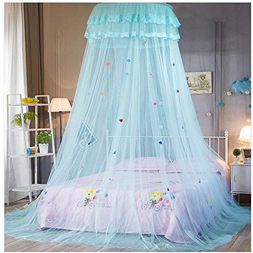 YOUCAI Bett Baldachin Vorhang Moskitonetz Schlafzimmer Kinderzimmer Zimmer Prinzessin Stil Netting Bettwäsche Nette Dekoration Moskitonetz Vorhang Betthimmel(Höhe :2.7M) Blau