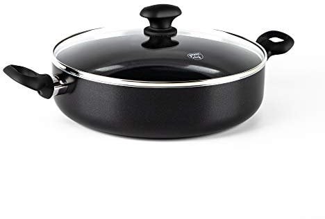 GreenChef Diamond Poêle à Sauteuse Antiadhésive en Céramique Saine de 28 cm/4,3 L avec Deux Poignées et Couvercle, Fête des Mères, Sans PFAS, Induction, Va au four jusqu'à 160˚C, Lave-Vaisselle, Noir