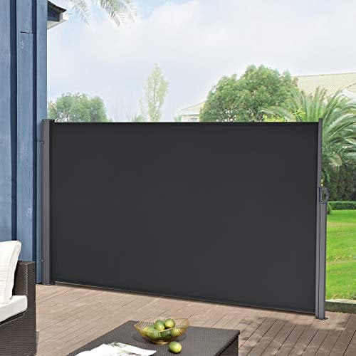 pro.tec Toldo Lateral Retráctil Mulhacén Pantalla de Privacidad Exterior Extensible contra Viento y Sol para Jardín Patio Balcón Acero 180 x 300 cm - Negro