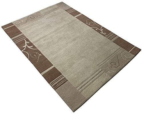 wawa Indo Nepal Handgeknüpft Teppich Beige Braun 100% Wolle Hochwertiger Orientteppich (120 x 180 cm)
