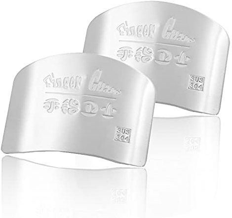 UESDU Finger Guard, 2 Pack Finger Protector, 304 Stainless Steel Finger Protector Avoid Hurting When Slicing Food Chopping Cutting Best Tools for Kitchen Cutting