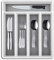 sinzau Range-couverts - Organiseur de rangement pour la maison, la cuisine, les ustensiles pour cuillère, fourchette, 5 grilles - Blanc