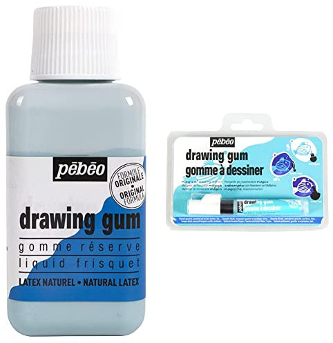 Pébéo- Drawing gum & 603728 MARQUEUR DE MASQUAGE Magique, Peinture, Bleutée, 1 Unité (Lot de 1)