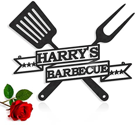 Letrero de pared de metal con nombre personalizado, Idea de Regalo para padre, Decoración de Cocina y Hogar, patio, parrilla, Cartel montado la pared, Zona de Barbacoa, porche, BBQ, jardín, exterior