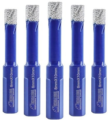 SHDIATOOL Diamond Drill Core Bits 5PC 8mm Triangle Shank Hole Saw for Porcelain Tile Marble Ceramic Granite