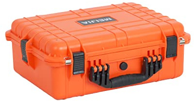 MEIJIA All Weather IP67 Waterproof Hard Protective Case, Hard Camera Case,Hard Case with Customizable Foam, Protection of Camera, Drones, Pistols, Equipments (Orange, 19.78x15.77x7.41)