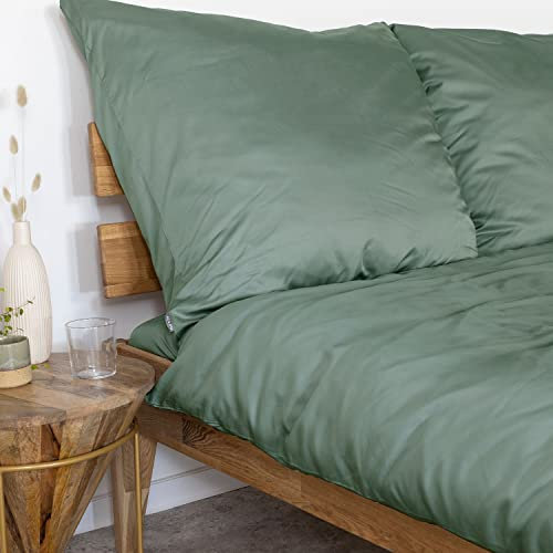 AGAPIE - Bambus Lyocell Kopfkissenbezug 80x80 cm - Dunkel-Grün, 100% Bio Oeko-Tex 100, für Allergiker, Antibakteriell, Ganzjahres-Bettwäsche, Atmungsaktiv, Geruchshemmend, Besonders sanft