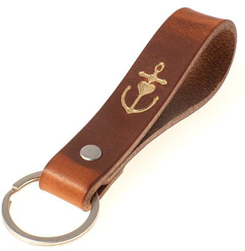 ELBERCRAFT® Schlüsselanhänger Leder Glaube Liebe Hoffnung der Schlüssel Organizer für deine Schlüsseltasche keychain made in Germany braun Gravur gold