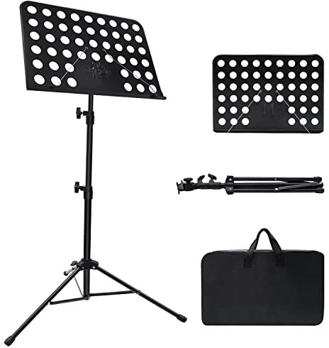 Notenständer, verstellbarer Notenständer mit Tragetasche, professioneller Notenbuchhalter, Notenblatt-Clip-Halter für Gitarre, Ukulele, Violinenspieler (Standardversion, 1 Packung)