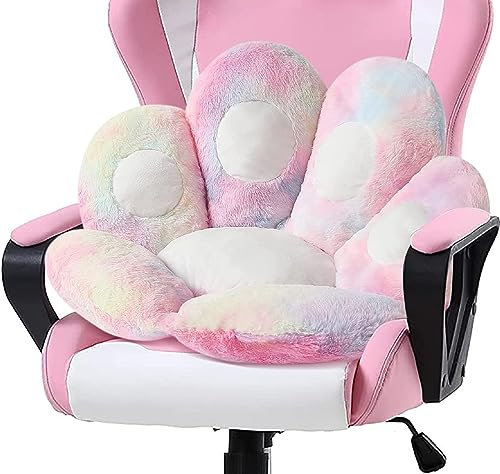 LANPEW Katze Pfot Rückenkissen Sitzkissen Cute Cat Paw Stuhlkissen Plüsch Komfort Sitzpolster Büro Lazy Warm Sitzkissen Bett Tatami Bodenkissen für Home (Schwarz, 60x60cm) (Farbe, 70x70cm)