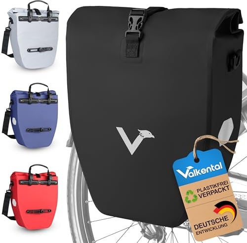 Valkental - Grande Sacoche de Porte-Bagages Etanche - 20L de Volume - Sacoche de Vélo pour Porte-Bagages avec Réflecteurs