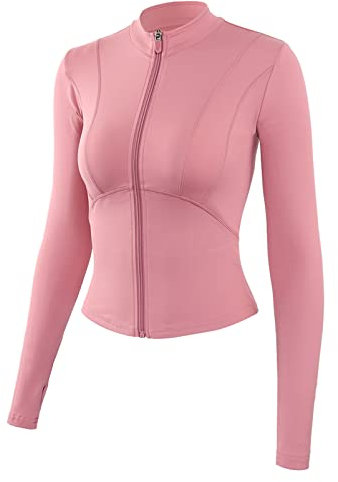 Veste de Yoga Femme Veste de Course avec Poches Mince Veste de Alpinisme Adultes Sport Jogging Vélo Pilates Rose S