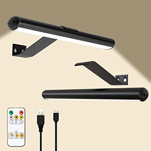 Picture Light Painting Light Wireless Rechargeable with Remote Control Brightness Dimmmable,Full Metal Art Display Light for Wall Picture Lighting 300Lumens,Timer Auto-OFF for Paintings Dartboard